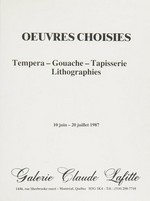Marc Chagall: oeuvres choisies : tempera, gouache, tapisserie, lithographies : Galerie Claude Lafitte, Montréal, 10.6.-20.7.1987