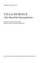 Tilla Durieux "Der Beruf der Schauspielerin"