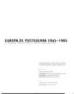 Europa de postguerra 1945 - 1965 - arte después del diluvio: Barcelona, 12 de mayo - 30 de julio de 1995, Centre Cultural, sala Catalunya, Sala Sant Jaume; Viena, 10 de septiembre - 10 de diciembre de 1995, Künstlerhaus Wien